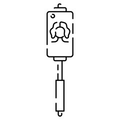 Selfie vector line icon. Take a selfie photo. cell phone front camera and selfie stick