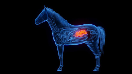Naklejka premium 3D medical illustration of a horse's small intestine