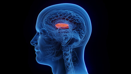 3D medical illustration of a man's lateral globus pallidus