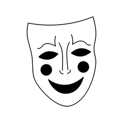 Theatrical mask tattoo in y2k, 1990s, 2000s style. Emo goth element design. Old school tattoo. Vector illustration