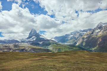 Fototapeta na wymiar Gornergrat, Switzerland. Matterhorn mountain visible in background