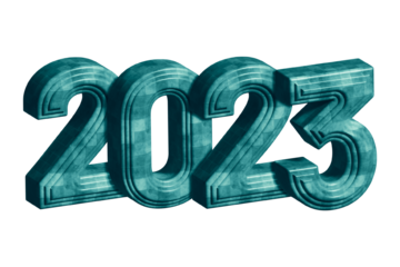 2023 New Year 3d green marble numbers - transparent background PNG
