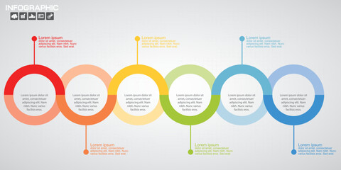 Timeline infographics design template with 6 options, process diagram, vector eps10 illustration