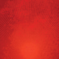 Old red grunge paper with rays. Postcard, frame, background. vector image