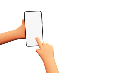 3D Illustration Of Human Hands Using Smartphone Element.