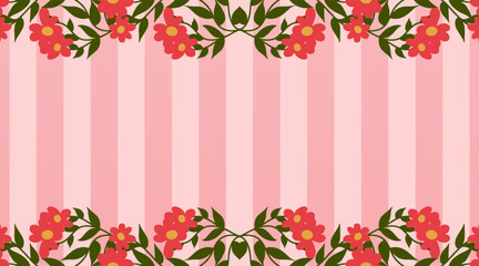 pink background, with ornate vector illustration of flowers