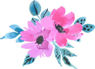 Watercolor flowers illustration bouquet collection