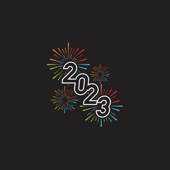 vector happy new year 2023 theme, Vector illustration of fireworks.
