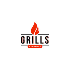 grills bbq logo template in white background