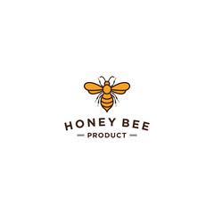 honey bee logo template in white background