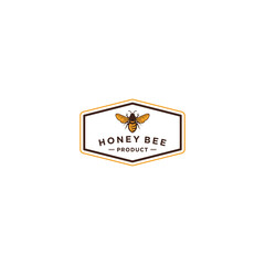 honey bee logo template in white background