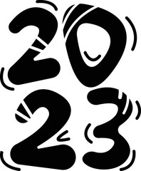hand drawn 2023 number vector happy new year  