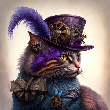 steampunk cat, generated image 