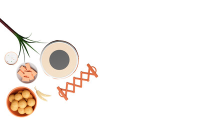 Top View Of Punjabi Festival Elements In 3D Rendering.