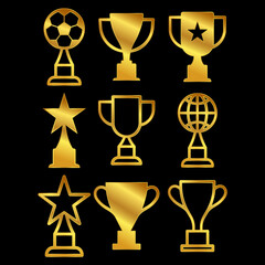 gold trophy colection vector icon in trendy flat design