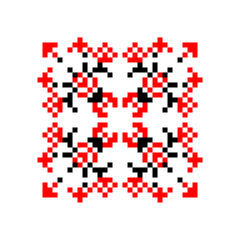 Traditional Ukrainian knitted embroidery art, ethnic mandala ornament vyshyvanka