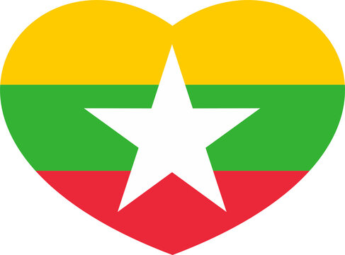 Myanmar flag heart shape 29