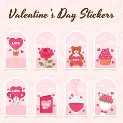 Valentine's Day Elements Set In Cloudy Pentagon Background For Sticker Or Tag Design.