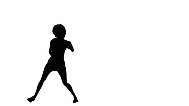 a white 3D background with a black silhouette of a person.