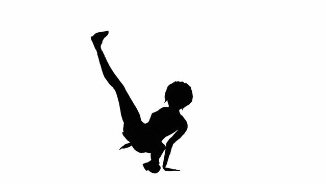 a white 3D background with a black silhouette of a person.