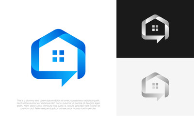 home talk communication gradient logo design vector