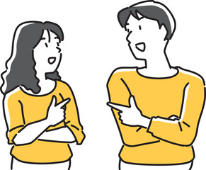 意見が合って喜ぶ男女