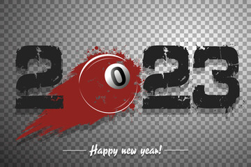 Happy New Year 2023 and billiard ball