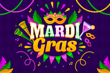 Mardi Gras festival carnival background. Vector Illustration.
