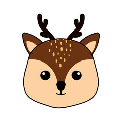 Cute Deer Head Wild Animal Fawn Character in Animated Cartoon Vector Illustration