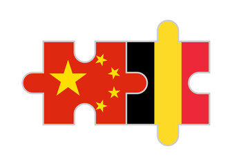 Fototapeta na wymiar puzzle pieces of china and belgium flags. vector illustration isolated on white background