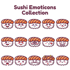 Fototapeta premium Cute Emoticons Collection Of Sushi