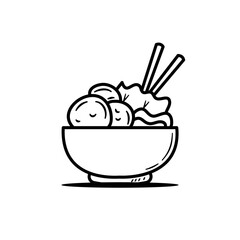 Bakso indonesian Food Coloring Book Hand Drawn Style