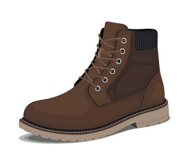 Shoe leather shoes boot footwear fashion brown boots foot elegance sole vector illustration