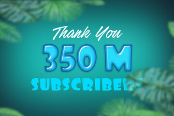 350 Million  subscribers celebration greeting banner with Blue Glossi  Design