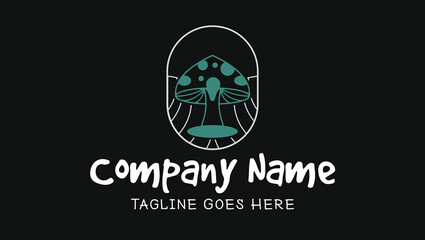 Minimal Mushroom Asian Food Logo Template
