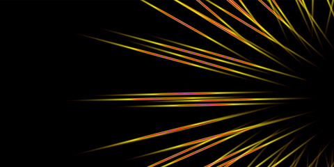 Futuristic black background with orange neon lines. Glowing vector banner design.