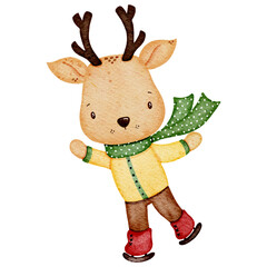Watercolor christmas deer illustration 