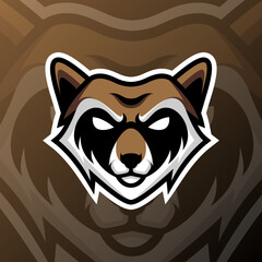 vector graphics illustration of a raccoon in esport logo style. perfect for game team or product logo