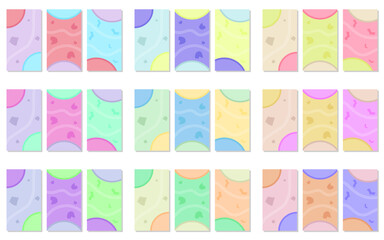 twenty seven sets of cheerful abstract  background with pastel color. simple, flat and colorful concept. used for wallpaper, backdrop, social media stories, copy space and poster