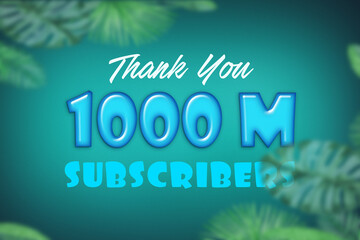 1000 Million subscribers celebration greeting banner with Blue Glossi  Design