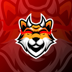 vector graphics illustration of a shiba devil in esport logo style. perfect for game team or product logo