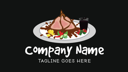 Lamb and Mutton with Cold Drink Traditional Asian Food Vector Illustration