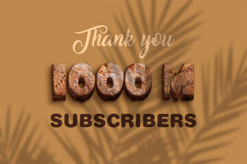 1000 Million subscribers celebration greeting banner with Bakery  Design