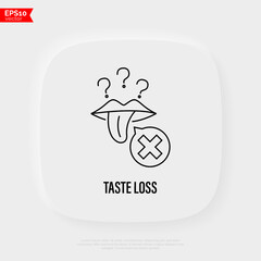 Taste loss, anosmia thin line icon. Long covid. Vector illustration.