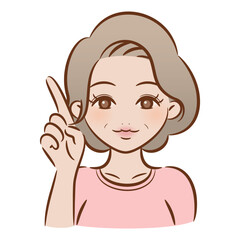 ブラッシュペンで描かれたイラスト / シニアの女性 ポイントその１