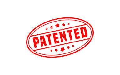 PATENTED rubber stamp with grunge style on white background