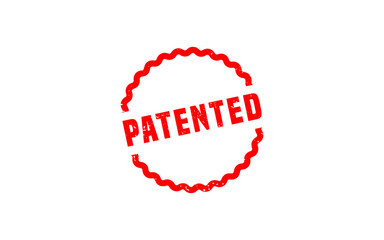 PATENTED rubber stamp with grunge style on white background