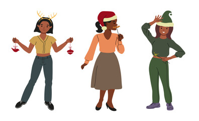 Traditional winter holiday celebration. Hand drawn Vector illustration