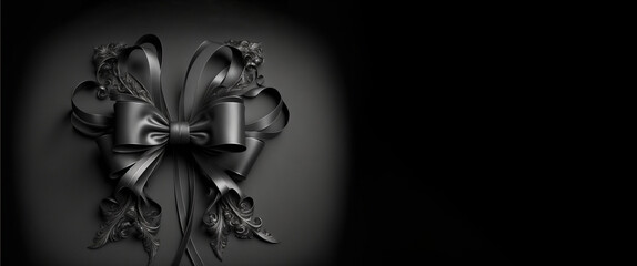 Black bow with space, elaborate bow created with generative artificial intelligence, generative ai