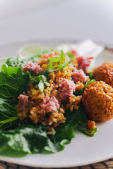 Lao crispy rice salad (nam khao)